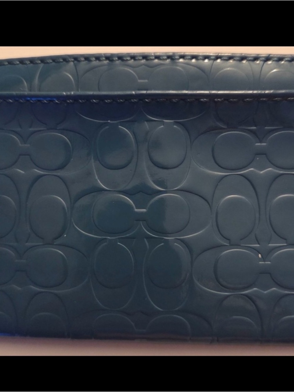 Coach Embossed Patent Signature Wallet in Teal